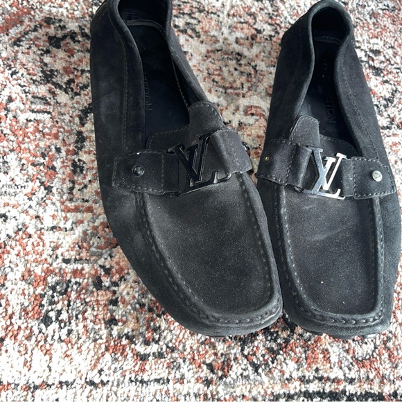 Authentic Louis Vuitton Black Suede Loafers Size 10 - Picture 2 of 11